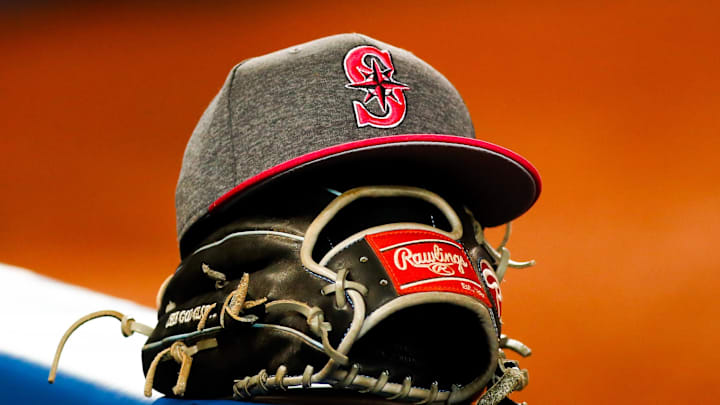 May 14, 2017; Toronto, Ontario, CAN; Seattle Mariners cap with pink lettering as part of Mother Day May 14, 2017; Toronto, Ontario, CAN; Seattle Mariners cap with pink lettering as part of Mother Day