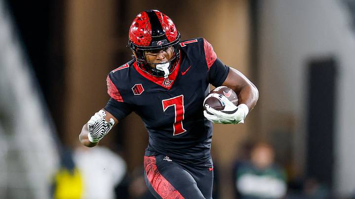 San Diego State Aztecs running back Lucky Sutton (7). San Diego State Aztecs running back Lucky Sutton (7).