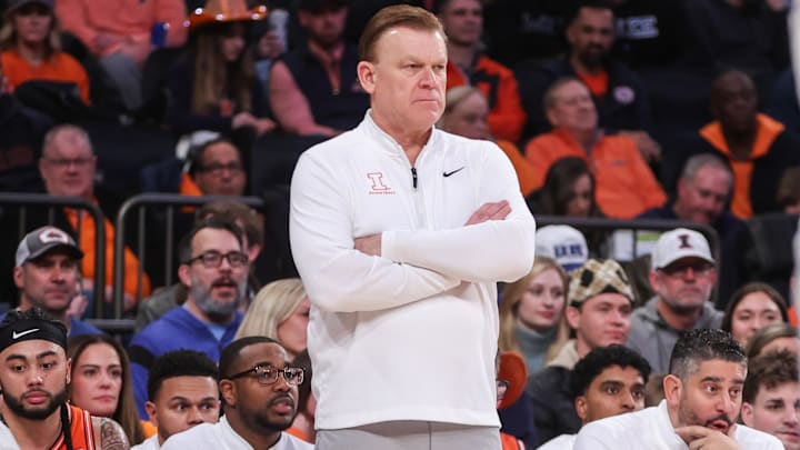 Feb 22, 2025; New York, NY, USA; Illinois Fighting Illini head coach Brad Underwood at Madison Square Garden. Mandatory Credit: Wendell Cruz-Imagn Images Feb 22, 2025; New York, NY, USA; Illinois Fighting Illini head coach Brad Underwood at Madison Square Garden. Mandatory Credit: Wendell Cruz-Imagn Images
