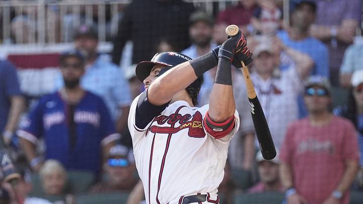 Sep 29, 2026; Cumberland, Georgia, USA; Atlanta Braves third baseman Austin Riley (27) hits a three run home run against the Philadelphia Phillies in the eighth inning during game one of the Wildcard round for the 2026 MLB Playoffs at Truist Park. Mandatory Credit: Dale Zanine-Imagn Images Sep 29, 2026; Cumberland, Georgia, USA; Atlanta Braves third baseman Austin Riley (27) hits a three run home run against the Philadelphia Phillies in the eighth inning during game one of the Wildcard round for the 2026 MLB Playoffs at Truist Park. Mandatory Credit: Dale Zanine-Imagn Images