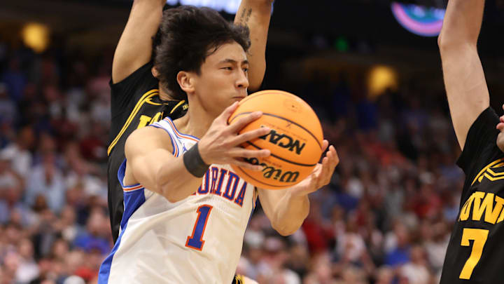 Florida guard Xaivian Lee (1) tries for a last second shot during the second half of the NCAA March Madness second round at Benchmark international Arena in Tampa, FL on Friday, March 20, 2026. Florida lost 73-72.