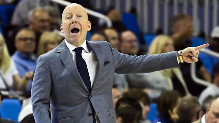 Nov 4, 2024; Los Angeles, California, USA; UCLA Bruins head coach Mick Cronin yells at his player during the second half against the Rider Broncs at Pauley Pavilion presented by Wescom. Mandatory Credit: Robert Hanashiro-Imagn Images Nov 4, 2024; Los Angeles, California, USA; UCLA Bruins head coach Mick Cronin yells at his player during the second half against the Rider Broncs at Pauley Pavilion presented by Wescom. Mandatory Credit: Robert Hanashiro-Imagn Images