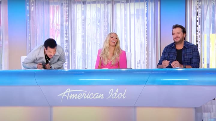 Lionel Richie, Carrie Underwood and Luke Bryan react to a contestant on American Idol.