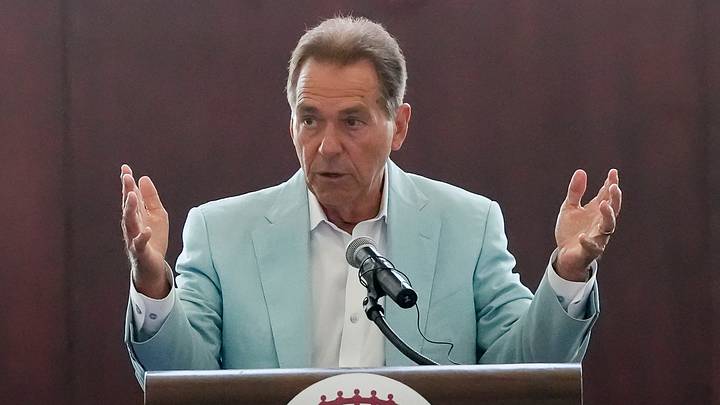 Aug. 4, 2026; Tuscaloosa, AL, USA; Nick Saban speaks at the North Zone in Bryant-Denny Stadium for the annual Nick’s Kids Luncheon. More than $775,000 was given to a variety of organizations during the event. Saban said this day is always his favorite day of the year. Aug. 4, 2026; Tuscaloosa, AL, USA; Nick Saban speaks at the North Zone in Bryant-Denny Stadium for the annual Nick’s Kids Luncheon. More than $775,000 was given to a variety of organizations during the event. Saban said this day is always his favorite day of the year.
