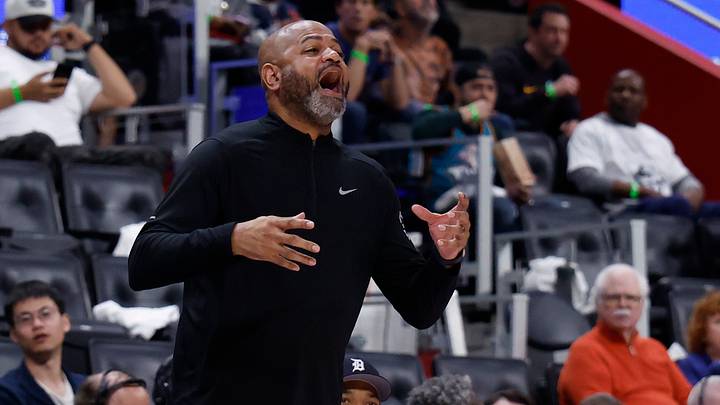 May 5, 2026; Detroit, Michigan, USA; Detroit Pistons head coach J.B. Bickerstaff reacts in the second half against the Cleveland Cavaliers during game one of the second round of the 2026 NBA Playoffs at Little Caesars Arena. Mandatory Credit: Rick Osentoski-Imagn Images May 5, 2026; Detroit, Michigan, USA; Detroit Pistons head coach J.B. Bickerstaff reacts in the second half against the Cleveland Cavaliers during game one of the second round of the 2026 NBA Playoffs at Little Caesars Arena. Mandatory Credit: Rick Osentoski-Imagn Images