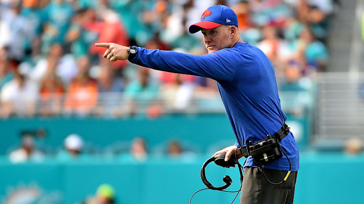 Buffalo Bills head coach Sean McDermott gestures during the first half against the Miami Dolphins Buffalo Bills head coach Sean McDermott gestures during the first half against the Miami Dolphins