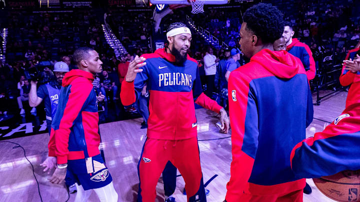Dec 5, 2024; New Orleans, Louisiana, USA;  New Orleans Pelicans forward Brandon Ingram (14) announced to the fans against the Phoenix Suns during the first half  at Smoothie King Center. 