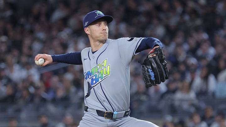 Oct 7, 2026; Bronx, New York, USA; Tampa Bay Rays pitcher Griffin Jax (22) throws during the sixth inning against the New York Yankees in game three of the ALDS for the 2026 MLB Playoffs at Yankee Stadium. Mandatory Credit: Brad Penner-Imagn Images Oct 7, 2026; Bronx, New York, USA; Tampa Bay Rays pitcher Griffin Jax (22) throws during the sixth inning against the New York Yankees in game three of the ALDS for the 2026 MLB Playoffs at Yankee Stadium. Mandatory Credit: Brad Penner-Imagn Images