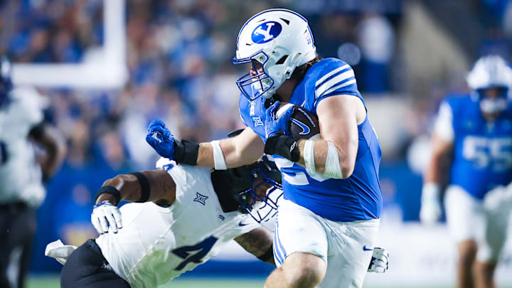 BYU tight end Carsen Ryan against TCU