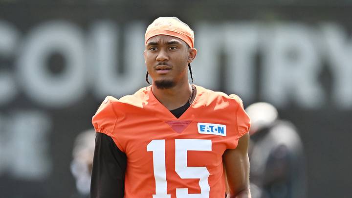 Jul 29, 2026; Berea, OH, USA; Cleveland Browns quarterback Taylen Green (15) at CrossCountry Mortgage Campus. Mandatory Credit: Ken Blaze-Imagn Images Jul 29, 2026; Berea, OH, USA; Cleveland Browns quarterback Taylen Green (15) at CrossCountry Mortgage Campus. Mandatory Credit: Ken Blaze-Imagn Images