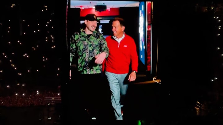 Morgan Wallen and Nick Saban at Bryant-Denny Stadium