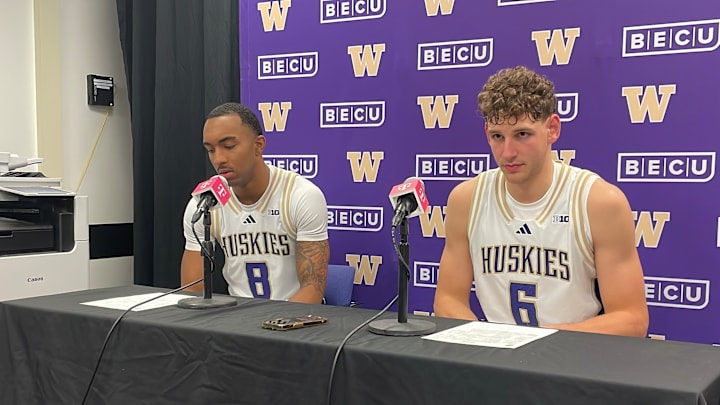 Bryson Tucker and Hannes Steinbach meet with the media after the UNLV exhibition game.