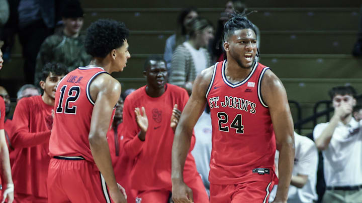 Oct 17, 2024; Piscataway, NJ, USA;  St. John's basketball forward Zuby Ejiofor (24) at Jersey Mike's Arena. Mandatory Credit: Wendell Cruz-Imagn Images