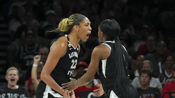 Las Vegas Aces center A'ja Wilson. Las Vegas Aces center A'ja Wilson.