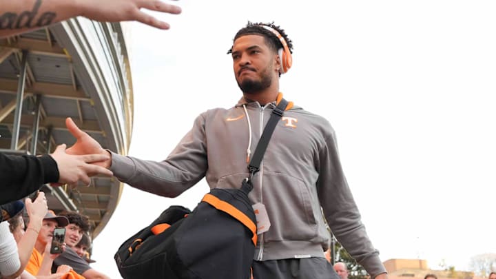 Tennessee wide receiver Bruce McCoy (5) during the Vol Walk before an NCAA college football game between Tennessee and Mississippi State at Neyland Stadium in Knoxville, Tenn., Saturday, Nov. 3, 2024. Tennessee wide receiver Bruce McCoy (5) during the Vol Walk before an NCAA college football game between Tennessee and Mississippi State at Neyland Stadium in Knoxville, Tenn., Saturday, Nov. 3, 2024.