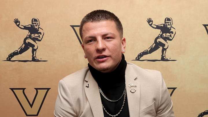Dec 13, 2025; New York, NY, USA; Vanderbilt Commodores quarterback Diego Pavia speaks to the media during a press conference at the New York Marriott Marquis before the presentation of the Heisman trophy. Mandatory Credit: Brad Penner-Imagn Images Dec 13, 2025; New York, NY, USA; Vanderbilt Commodores quarterback Diego Pavia speaks to the media during a press conference at the New York Marriott Marquis before the presentation of the Heisman trophy. Mandatory Credit: Brad Penner-Imagn Images