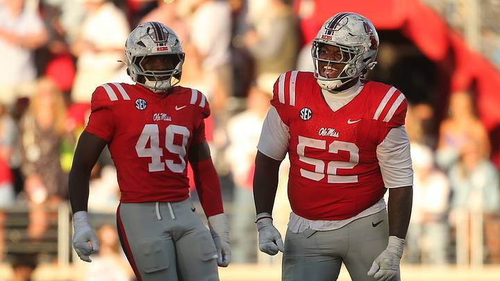 Oct 17, 2026; Oxford, Mississippi, USA; Mississippi Rebels defensive tackle Will Echoles (52) celebrates after a sack during the second half against the Missouri Tigers at Vaught-Hemingway Stadium. Mandatory Credit: Petre Thomas-Imagn Images Oct 17, 2026; Oxford, Mississippi, USA; Mississippi Rebels defensive tackle Will Echoles (52) celebrates after a sack during the second half against the Missouri Tigers at Vaught-Hemingway Stadium. Mandatory Credit: Petre Thomas-Imagn Images