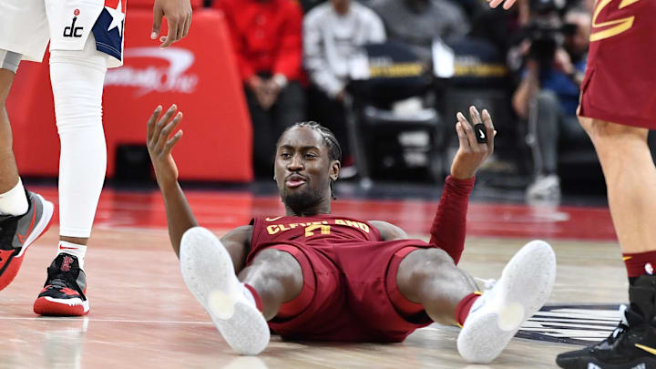 Cleveland Cavaliers guard Caris LeVert reacts against the Washington Wizards