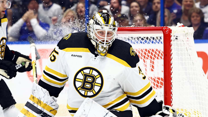Boston Bruins goaltender Linus Ullmark has been sensational in net this year with a 14-1 record and 1.93 goals against average.