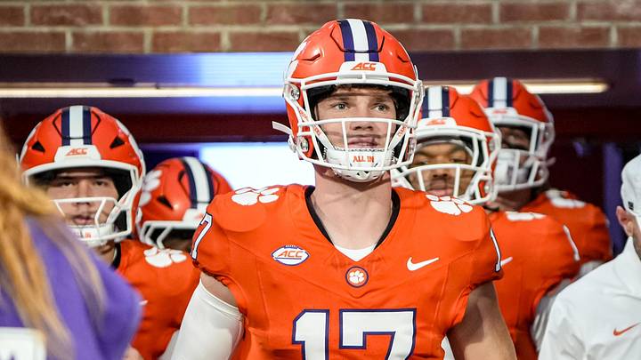 Clemson quarterback Christopher Vizzina (17) and teammates run out of the locker room before kickoff before the game at Memorial Stadium in Clemson, S.C. Saturday, September 12, 2026. Clemson quarterback Christopher Vizzina (17) and teammates run out of the locker room before kickoff before the game at Memorial Stadium in Clemson, S.C. Saturday, September 12, 2026.