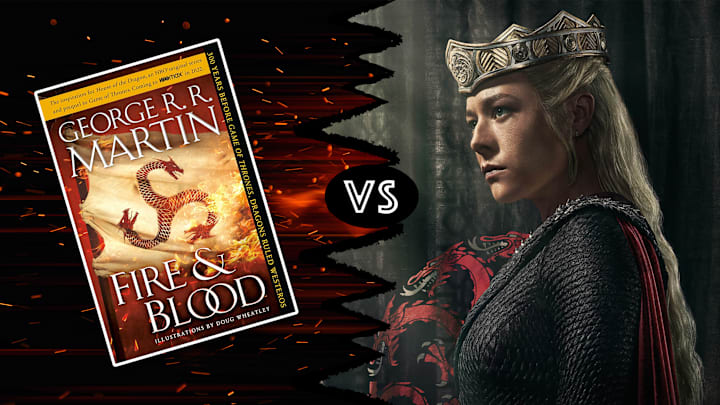 George R.R. Martin’s ‘Fire & Blood’ and key art from Season 2 of ‘House of the Dragon.’