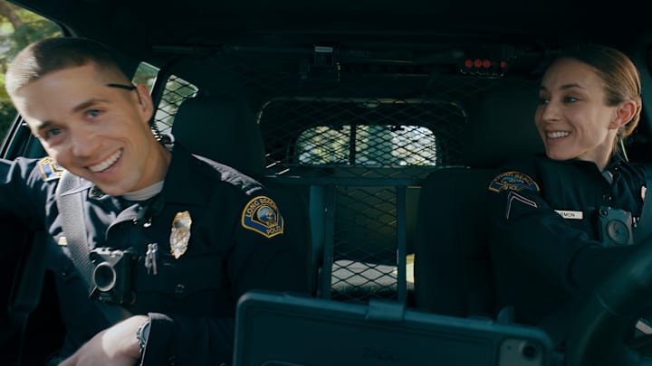 Troian Bellisario (Traci Harmon) & Brandon Larracuente (Alex Diaz) in On Call.