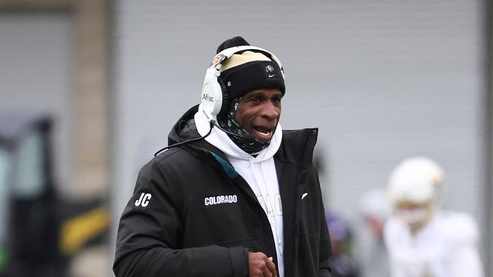 Nov 29, 2025; Manhattan, Kansas, USA; Colorado Buffaloes head coach Deion Sanders yells at his team during a timeout in the fourth quarter against the Kansas State Wildcats at Bill Snyder Family Football Stadium. Mandatory Credit: Scott Sewell-Imagn Images Nov 29, 2025; Manhattan, Kansas, USA; Colorado Buffaloes head coach Deion Sanders yells at his team during a timeout in the fourth quarter against the Kansas State Wildcats at Bill Snyder Family Football Stadium. Mandatory Credit: Scott Sewell-Imagn Images