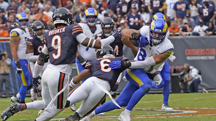 Kyler Gordon and Jaquan Brisker move in for the tackle against the Rams Sunday. Both came away with takeaways in the game. Kyler Gordon and Jaquan Brisker move in for the tackle against the Rams Sunday. Both came away with takeaways in the game.