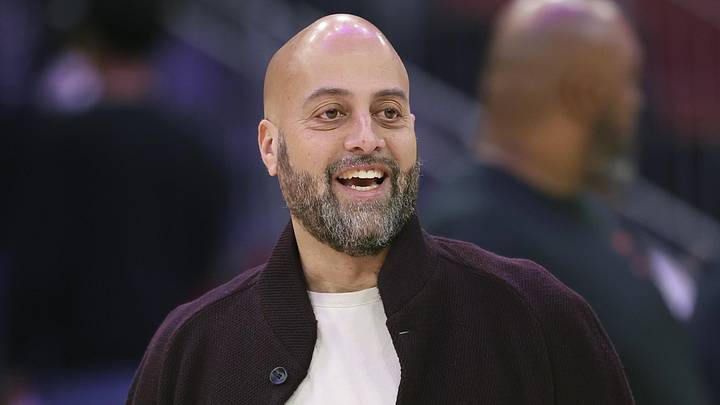 Jan 28, 2026; Houston, Texas, USA; Houston Rockets general manager Rafael Stone watches during practice before the game against the San Antonio Spurs at Toyota Center. Mandatory Credit: Troy Taormina-Imagn Images