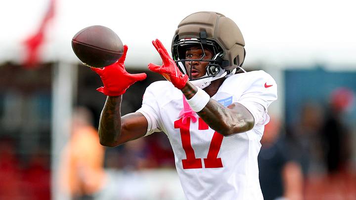 Aug 6, 2026; Tampa, FL, USA; Tampa Bay Buccaneers wide receiver Ted Hurst III (17) participates in training camp at AdventHealth Training Center. Mandatory Credit: Nathan Ray Seebeck-Imagn Images