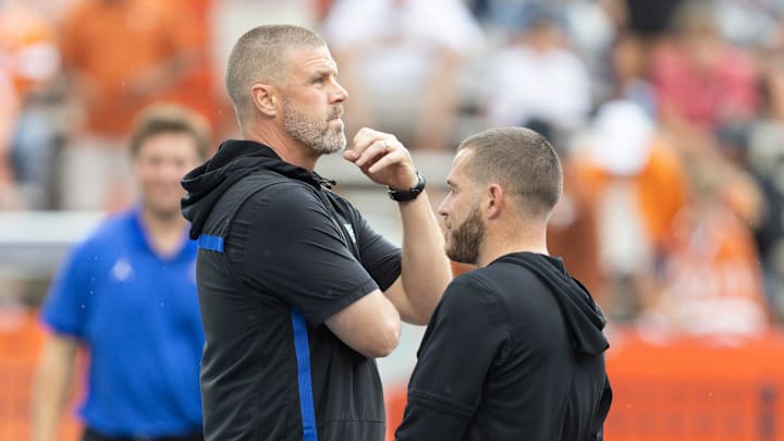 Florida head coach Billy Napier watches warm ups before an NCAA football game in Gainesville, FL on Saturday, October 4, 2025. [Alan Youngblood/Gainesville Sun]