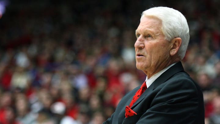 Jan 14, 2007; Tucson, AZ, USA; Arizona Wildcats head coach Lute Olson against the Oregon Ducks during the first half at the McKale Center. Mandatory Credit: Rick Scuteri-US Presswire Copyright Rick Scuteri 
