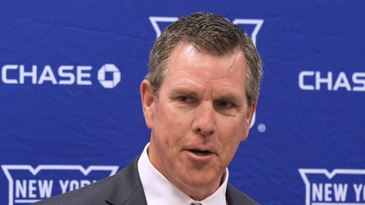 NY Rangers head coach Mike Sullivan is introduced during a press conference at the MSG Training Center in Tarrytown, New York May 8, 2025.