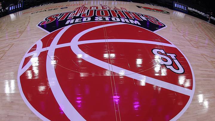 Jan 3, 2026; New York, New York, USA; The center court logo for the St. John's Red Storm at Madison Square Garden. Mandatory Credit: Wendell Cruz-Imagn Images Jan 3, 2026; New York, New York, USA; The center court logo for the St. John's Red Storm at Madison Square Garden. Mandatory Credit: Wendell Cruz-Imagn Images