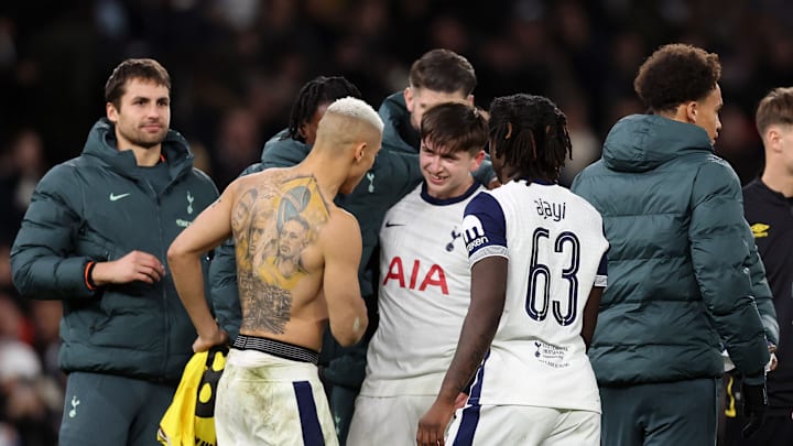 Mikey Moore and Richarlison after the win over Elfsborg 
