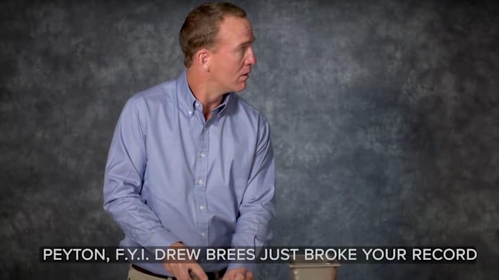 Manning held the all-time passing record for a few seasons before Brees broke it. 