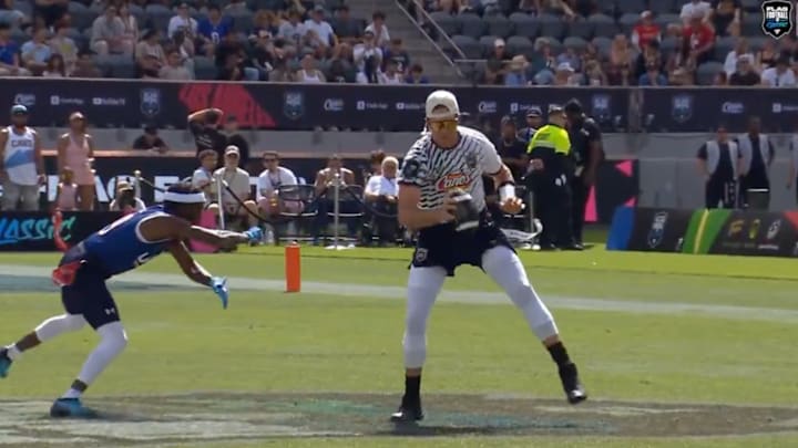 Tom Brady threw a touchdown during the Flag Football Classic. 