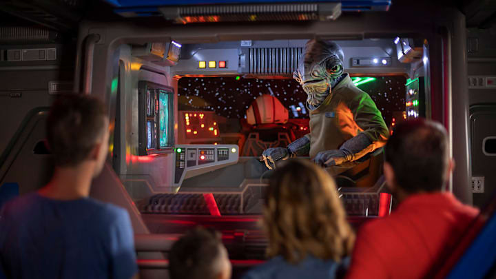 Lieutenant Bek, a Mon Calamari Resistance officer, speaks with guests aboard an Intersystem Transport Ship as they blast off Batuu in Star Wars: Rise of the Resistance, the groundbreaking new attraction opening Dec. 5, 2019, inside Star Wars: Galaxy’s Edge at Disney’s Hollywood Studios in Florida and Jan. 17, 2020, at Disneyland Park in California that takes guests into a climactic battle between the Resistance and the First Order. (Kent Phillips, photographer)