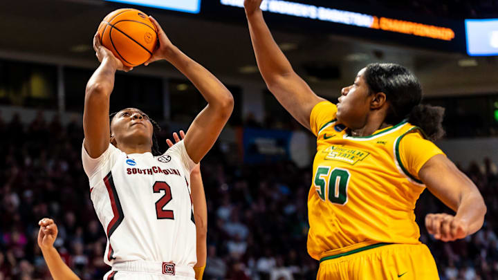 Mar 17, 2023; Columbia, SC, USA; South Carolina Gamecocks forward Ashlyn Watkins (2) shoots over