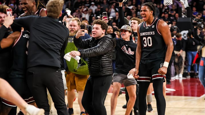 South Carolina basketball fans stormed the courts after the Gamecocks' dominating win over Kentucky.