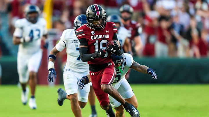South Carolina football wide receiver Vandrevius Jacobs was banged up against ODU but should be good to go against Kentucky