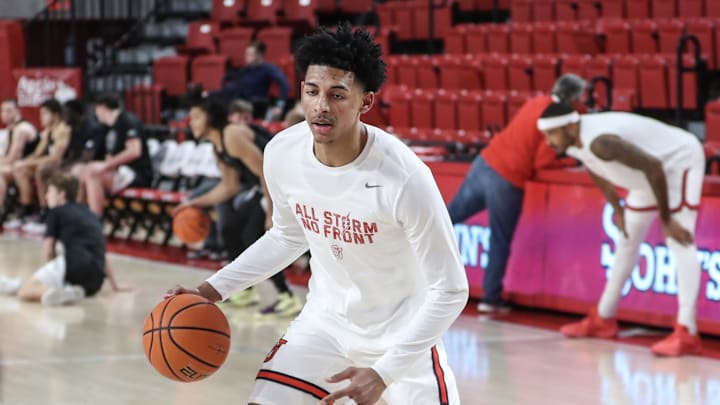 Nov 25, 2023; Queens, New York, USA; St. John's guard RJ Luis (12) warms up prior to the game