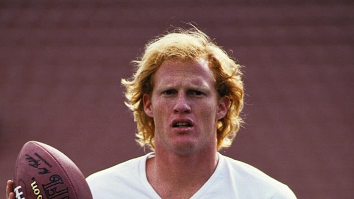 Dec 22, 1991; Los Angeles, CA, USA; FILE PHOTO; Los Angeles Raiders quarterback Todd Marinovich (12) on the field prior to a game against the Kansas City Chiefs at Los Angeles Memorial Coliseum. Mandatory Credit: Peter Brouillet-USA TODAY NETWORK