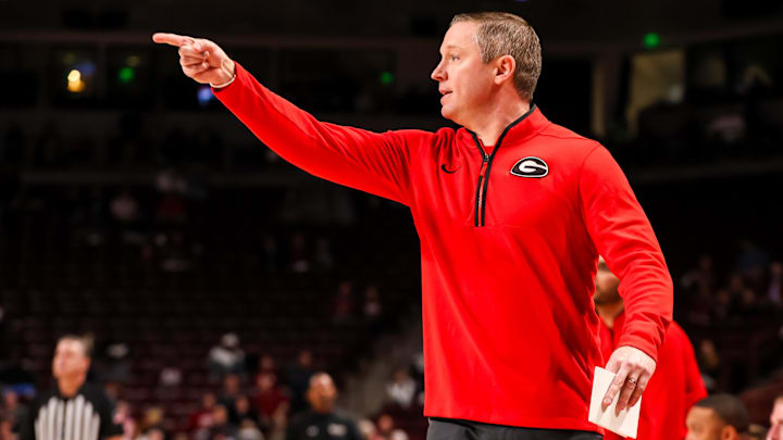 Mar 4, 2025; Columbia, South Carolina, USA; Georgia Bulldogs head coach Mike White directs his team against the South Carolina Gamecocks in the first half at Colonial Life Arena. Mandatory Credit: Jeff Blake-Imagn Images Mar 4, 2025; Columbia, South Carolina, USA; Georgia Bulldogs head coach Mike White directs his team against the South Carolina Gamecocks in the first half at Colonial Life Arena. Mandatory Credit: Jeff Blake-Imagn Images