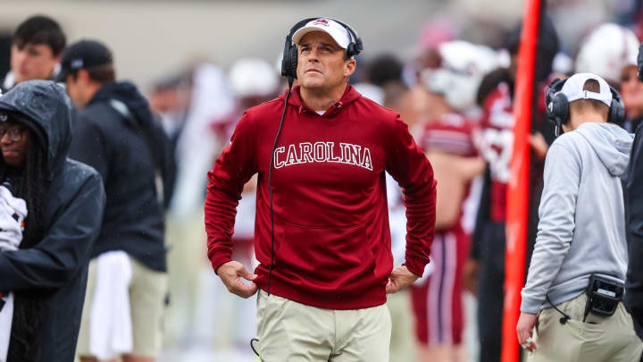Nov 11, 2023; Columbia, South Carolina, USA; South Carolina Gamecocks head coach Shane Beamer directs his team against the Vanderbilt Commodores in the second quarter at Williams-Brice Stadium. Mandatory Credit: Jeff Blake-USA TODAY Sports Nov 11, 2023; Columbia, South Carolina, USA; South Carolina Gamecocks head coach Shane Beamer directs his team against the Vanderbilt Commodores in the second quarter at Williams-Brice Stadium. Mandatory Credit: Jeff Blake-USA TODAY Sports