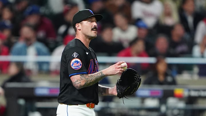 May 13, 2024; New York City, New York, USA; New York Mets pitcher Sean Reid-Foley (71) during the tenth inning against the Philadelphia Phillies at Citi Field. Mandatory Credit: Gregory Fisher-Imagn Images