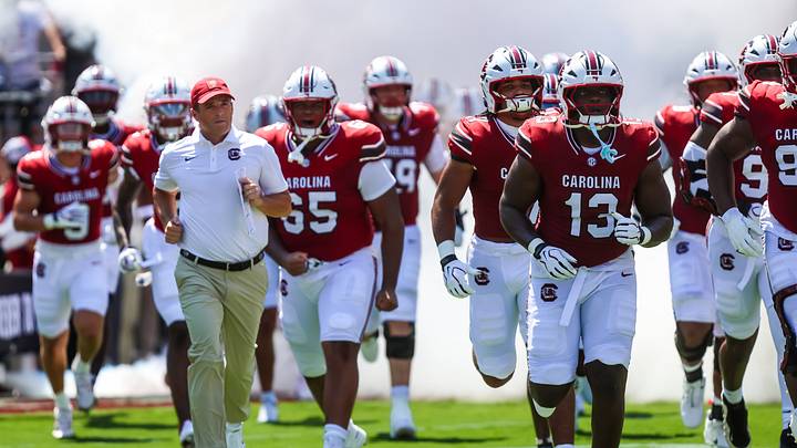 Sep 5, 2026; Columbia, South Carolina, USA;  South Carolina Gamecocks head coach Shane Beamer leads his team onto the field before their game against the Kent State Golden Flashes at Williams-Brice Stadium.  Mandatory Credit: Jeff Blake-Imagn Images