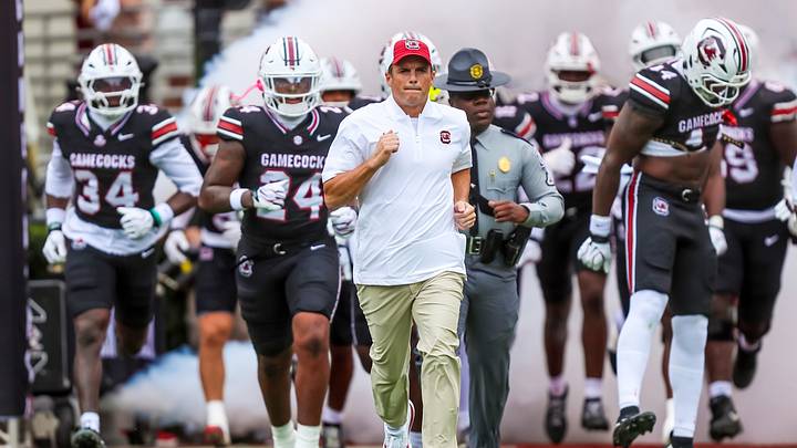 Oct 3, 2026; Columbia, South Carolina, USA;  South Carolina Gamecocks head coach Shane Beamer leads his team onto the field before their game against the Kentucky Wildcats at Williams-Brice Stadium.  Mandatory Credit: Jeff Blake-Imagn Images