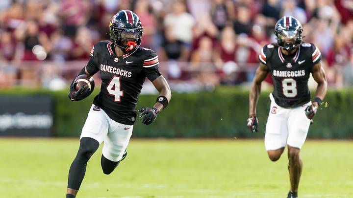 Sep 12, 2026; Columbia, South Carolina, USA; South Carolina Gamecocks defensive back Vicari Swain (4) returns a punt for a a 58-yard touchdown in the first quarter against the Towson Tigers at Williams-Brice Stadium. Mandatory Credit: Jeff Blake-Imagn Images Sep 12, 2026; Columbia, South Carolina, USA; South Carolina Gamecocks defensive back Vicari Swain (4) returns a punt for a a 58-yard touchdown in the first quarter against the Towson Tigers at Williams-Brice Stadium. Mandatory Credit: Jeff Blake-Imagn Images