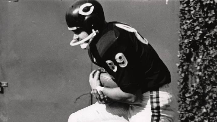 Unknown date; Chicago, IL, USA; Chicago Bears tight end #89 Mike Ditka in action at Wrigley Field. Ditka finished his 12-year Hall of Fame career with 427 catches for 5,812 yards and 43 touchdowns. Ditka went on to be a head coach with the Bears and the New Orleans Saints and won Super Bowl XX as head coach with the bears. Mandatory Credit: Photo By Malcolm Emmons-USA TODAY Sports Unknown date; Chicago, IL, USA; Chicago Bears tight end #89 Mike Ditka in action at Wrigley Field. Ditka finished his 12-year Hall of Fame career with 427 catches for 5,812 yards and 43 touchdowns. Ditka went on to be a head coach with the Bears and the New Orleans Saints and won Super Bowl XX as head coach with the bears. Mandatory Credit: Photo By Malcolm Emmons-USA TODAY Sports